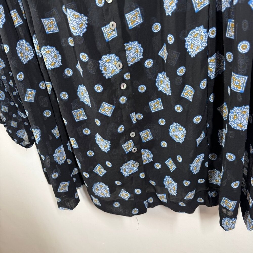 Free People Boho Turn Turn Sheer Mini Dress Size M Printed Festival Peasant - Picture 12 of 15